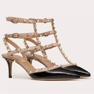 Valentino Garavani Rockstud ankle strap pump in patent leather sz 38.5